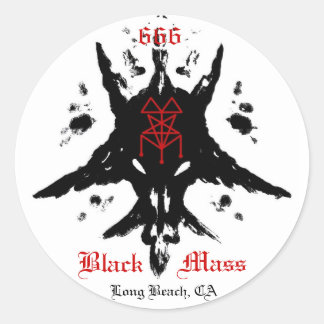 Pegatina Redonda blackmassinkblot, 666, Mass, Black, Long Beach, CA