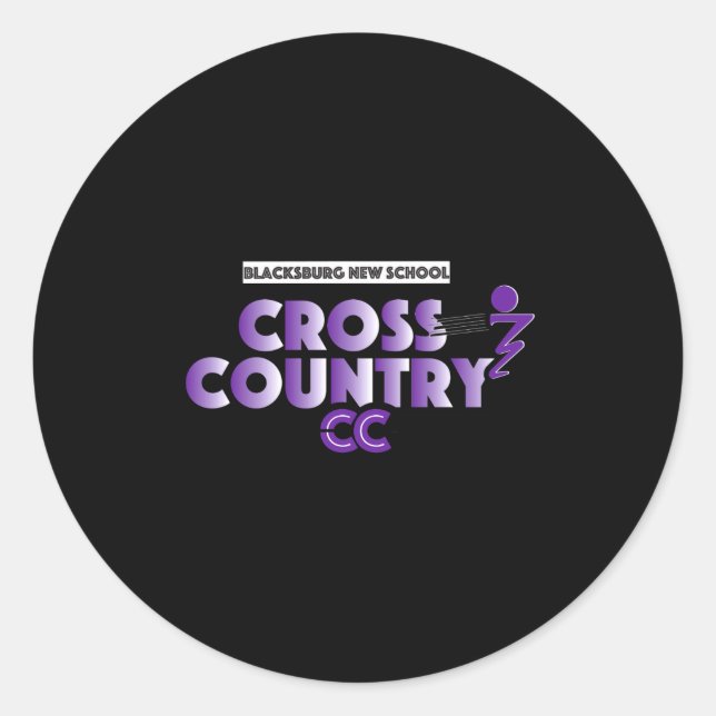 Pegatina Redonda Blacksburg New School Cc Running Club Long Sleeve  (Anverso)