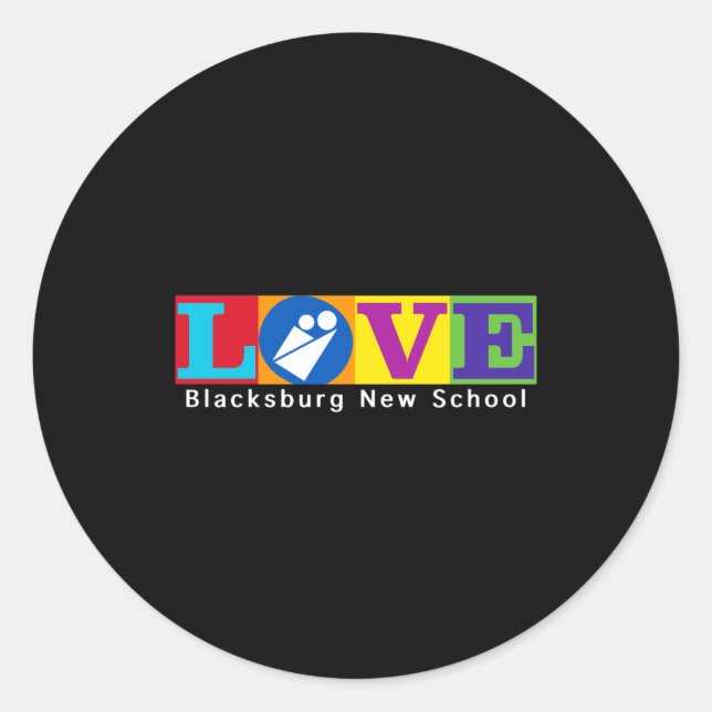 Pegatina Redonda Blacksburg New School Merch Adult Slim Cut  (Anverso)