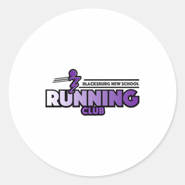 Pegatina Redonda Blacksburg New School Running Club  (Anverso)