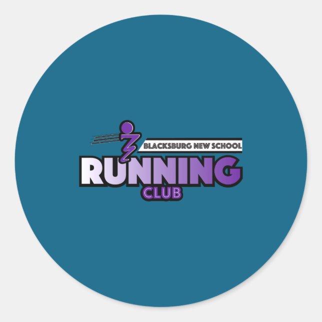 Pegatina Redonda Blacksburg New School Running Club  (Anverso)