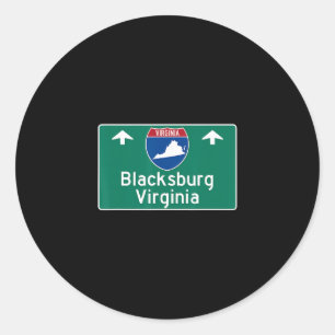 Pegatina Redonda Blacksburg Virginia Carretera Interestatal Vacacio