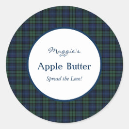 Pegatina Redonda Blackwatch Tartan Plaid Jam Jar Labelsl