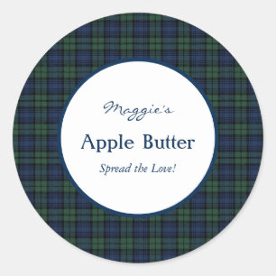 Pegatina Redonda Blackwatch Tartan Plaid Jam Jar Labelsl