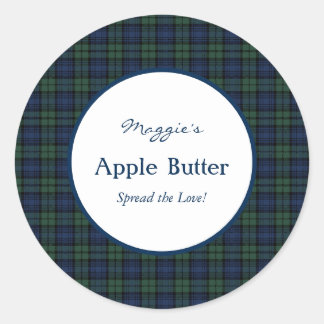Pegatina Redonda Blackwatch Tartan Plaid Jam Jar Labelsl