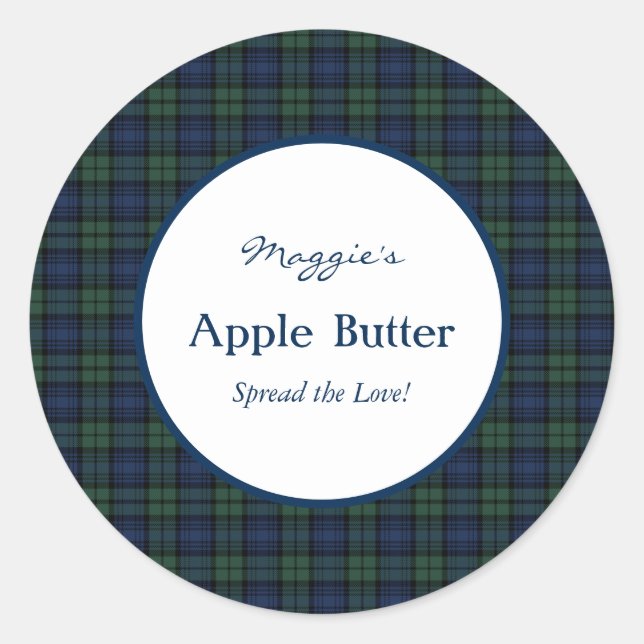 Pegatina Redonda Blackwatch Tartan Plaid Jam Jar Labelsl (Anverso)