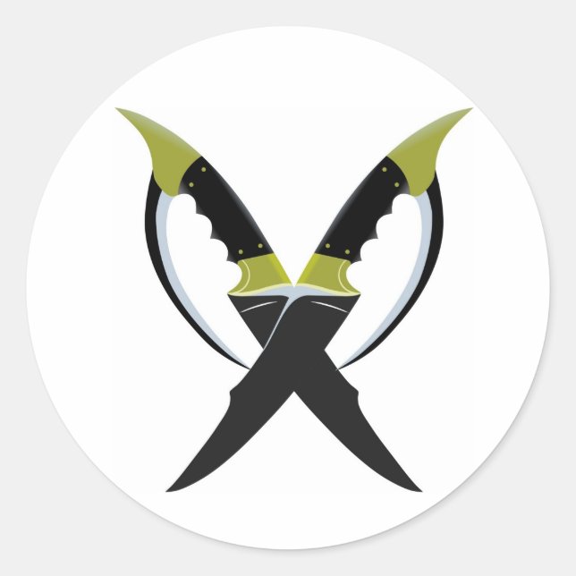 Pegatina Redonda Blades cruzados (Anverso)