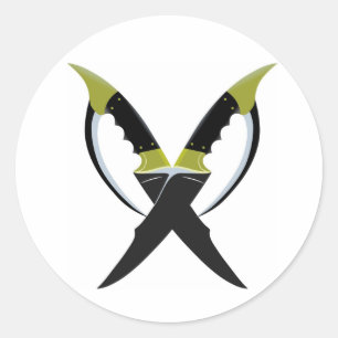 Pegatina Redonda Blades cruzados