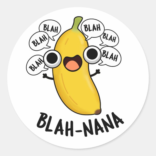 Pegatina Redonda Blah-nana Funny Banana Pun (Anverso)