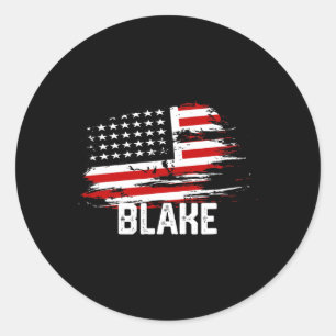 Pegatina Redonda Blake La Bandera Estadounidense Personalizada El 4