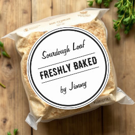 Pegatina Redonda Blanca | Recién horneado por