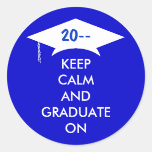 Pegatina Redonda Blanco azul real   Mantener tranquilo al graduado