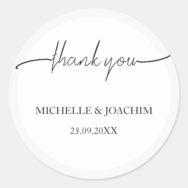 Pegatina Redonda Blanco beige elegante moderno (Anverso)