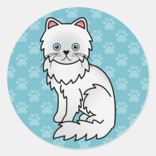 Pegatina Redonda Blanco Con Ojos Azules Dibujo De Personalizado De 
