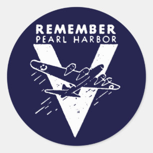 Pegatina Redonda Blanco de la Segunda Guerra Mundial recuerda Pearl