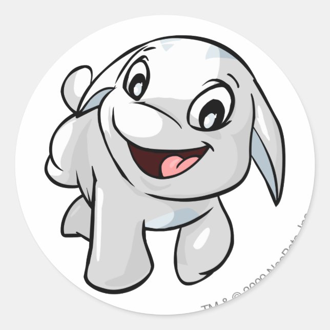 Pegatina Redonda Blanco de Poogle (Anverso)