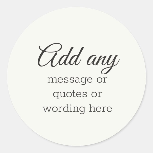 Pegatina Redonda Blanco Elegante Sencillo PERSONALIZADO (Anverso)