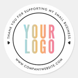 Pegatina Redonda Blanco Gracias Por Apoyar Mi Pequeño Negocio