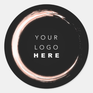 Pegatina Redonda Blanco negro Gracias Rosa Minimalismo