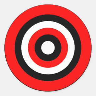 Pegatina Redonda Blanco negro rojo BullsEYE