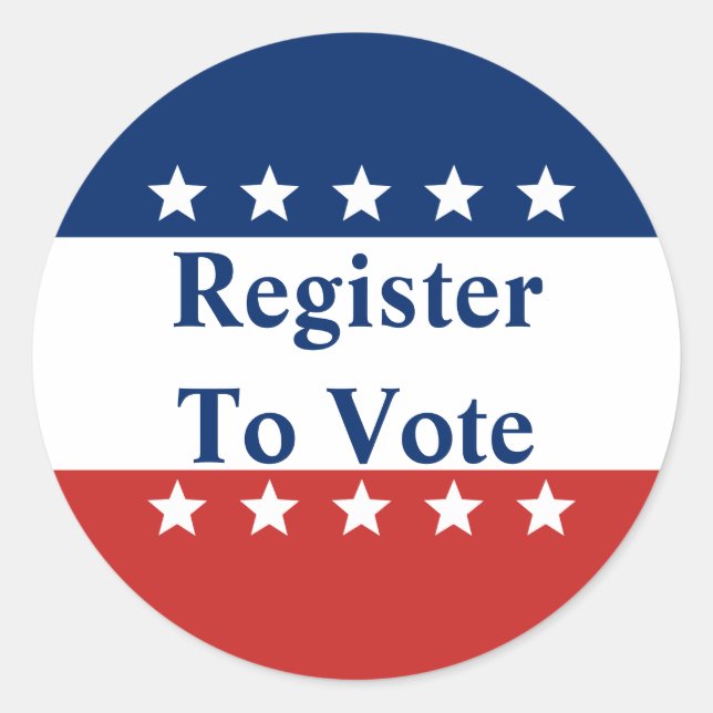 Pegatina Redonda Blanco rojo y azul con estrellas registradas para  (Anverso)