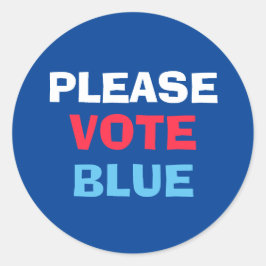 Pegatina Redonda Blanco Rojo Y Azul Por Favor Votar Elecciones Azul