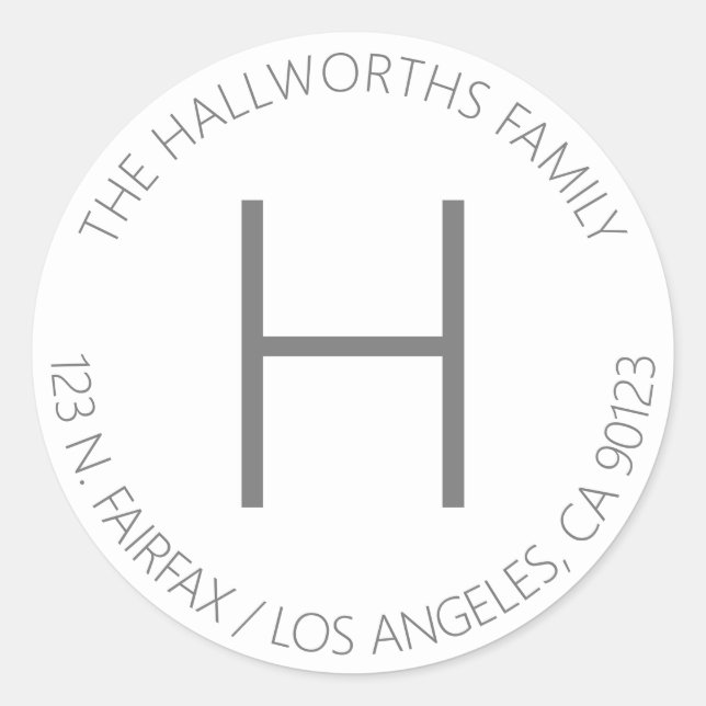 Pegatina Redonda Blanco y gris minimo moderno (Anverso)