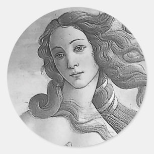 Pegatina Redonda Blanco y negro - Birh de Venus, diosa