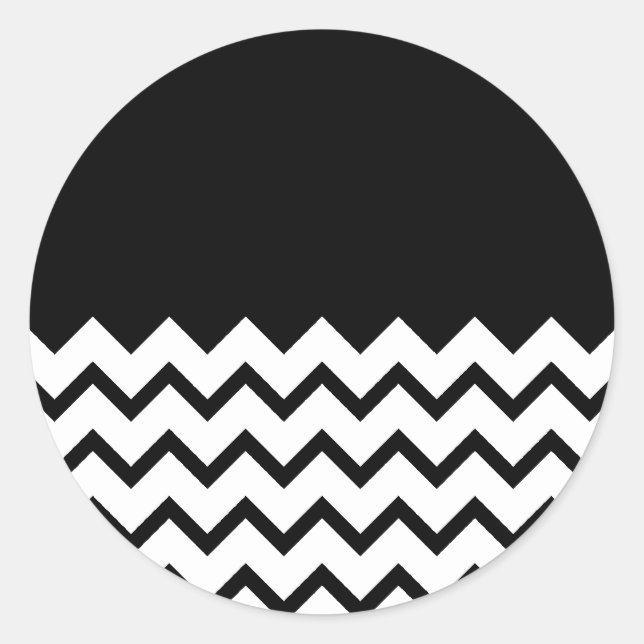 Pegatina Redonda Blanco y negro. Parte Zig Zag, Parte Black. (Anverso)