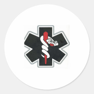 Pegatina Redonda blanco y negro y rojo