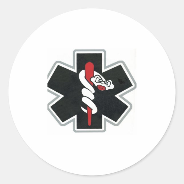 Pegatina Redonda blanco y negro y rojo (Anverso)