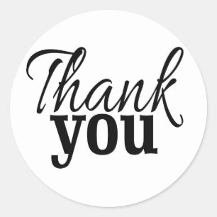 Pegatina Redonda Blancos y negros modernos le agradecen sellar