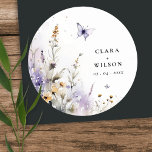 Pegatina Redonda Blanda Lilac Flor silvestre mariposa Boda Jardín<br><div class="desc">Si necesita cualquier otro producto o personalización que coincida,  por favor envíe un mensaje a través de Zazzle.</div>