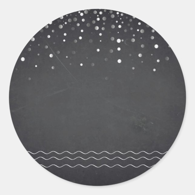Pegatina Redonda Blank Chalkboard Confetti Personalizar Tex (Anverso)
