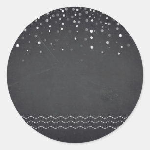 Pegatina Redonda Blank Chalkboard Confetti Personalizar Tex