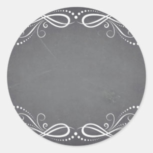 Pegatina Redonda Blank Faux Chalkboard Floral Swirl Personalizar Te