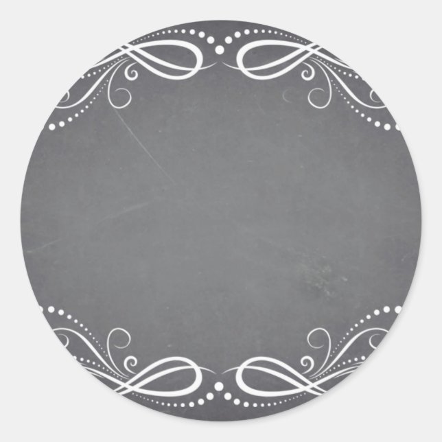 Pegatina Redonda Blank Faux Chalkboard Floral Swirl Personalizar Te (Anverso)