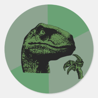 Pegatina Redonda Blank Philosoraptor
