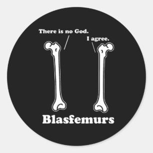 Pegatina Redonda blasfemur gramática, biología divertida