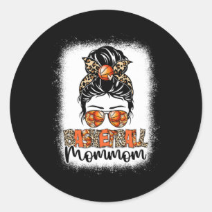 Pegatina Redonda Bleached Bysketbyll Mommama Leopard Messy Bun Moth