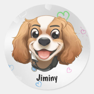 Pegatina Redonda Blenheim Cavalier King Charles Spaniel