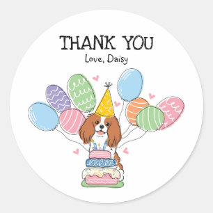 Pegatina Redonda Blenheim Cavalier King Charles Spaniel Cumpleaños