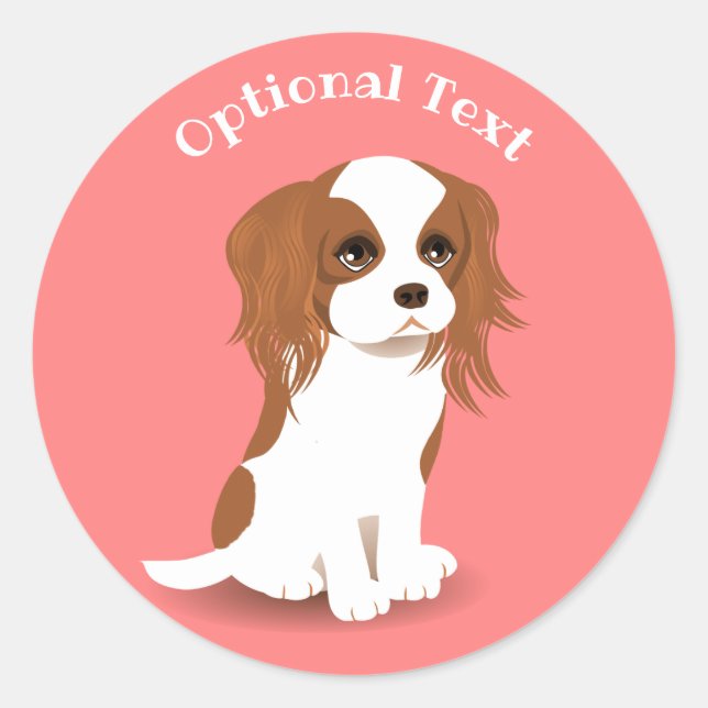 Pegatina Redonda Blenheim Cavalier King Charles Spaniel Pink (Anverso)