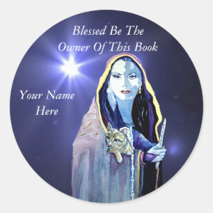 Pegatina Redonda Blessed Be Book Plate