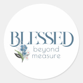 Pegatina Redonda Blessed Beyond Measure Blue Abstract Floral