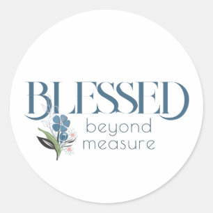 Pegatina Redonda Blessed Beyond Measure Blue Abstract Floral