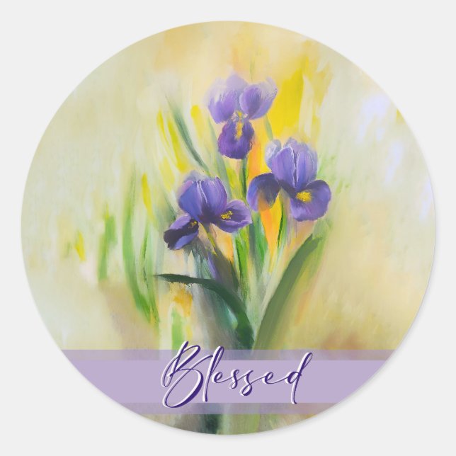 Pegatina Redonda Blessed Iris (Anverso)