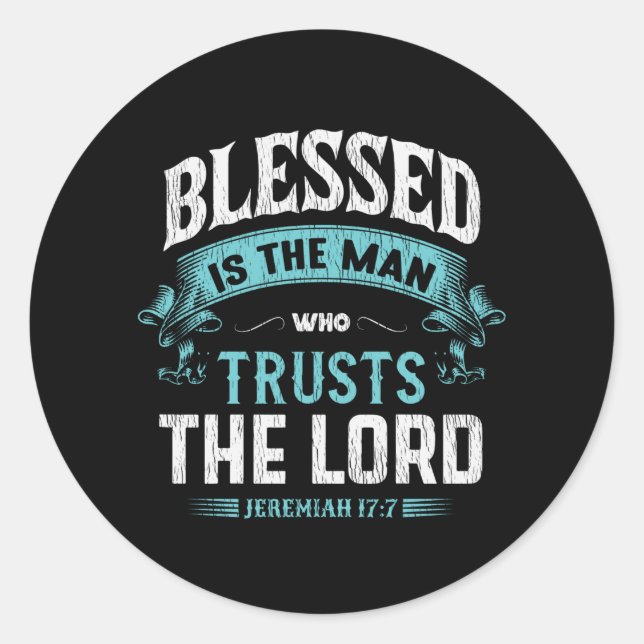 Pegatina Redonda Blessed Is The Man Who Trusts The Lord Christian (Anverso)