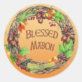 Pegatina Redonda Blessed Mabon Wreath
