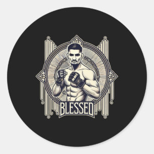 Pegatina Redonda Blessed Mma Bjj Kickboxing Muay Thai Boxeo Cage F